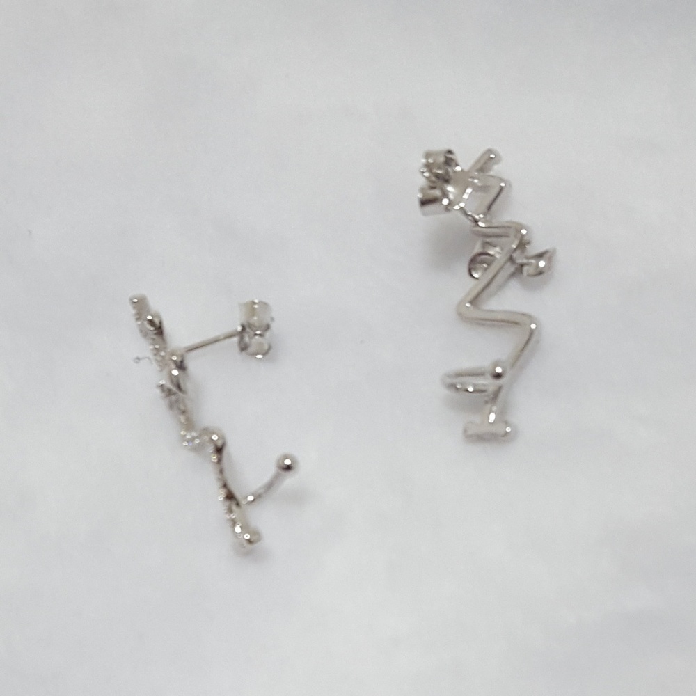 Sterling Silver Ear Cuffs with Cubic Zirconia - Picture 3 of 4
